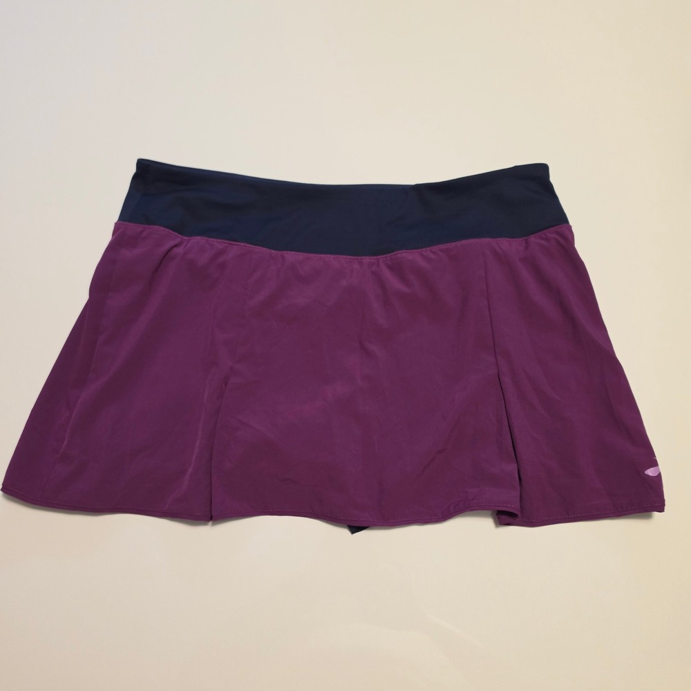 Brooks Running Skort Athletic Pleated Tennis Skirt Purple Navy Size Large